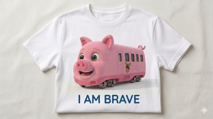 I AM BRAVE tee featuring Piglet Train