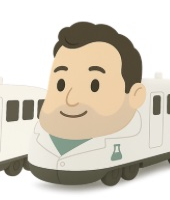 Jason Venokur, drawn as a train in a lab coat
